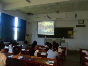 WUSIEP students viewing Public Enemy's 1989 video for Fight the Power.